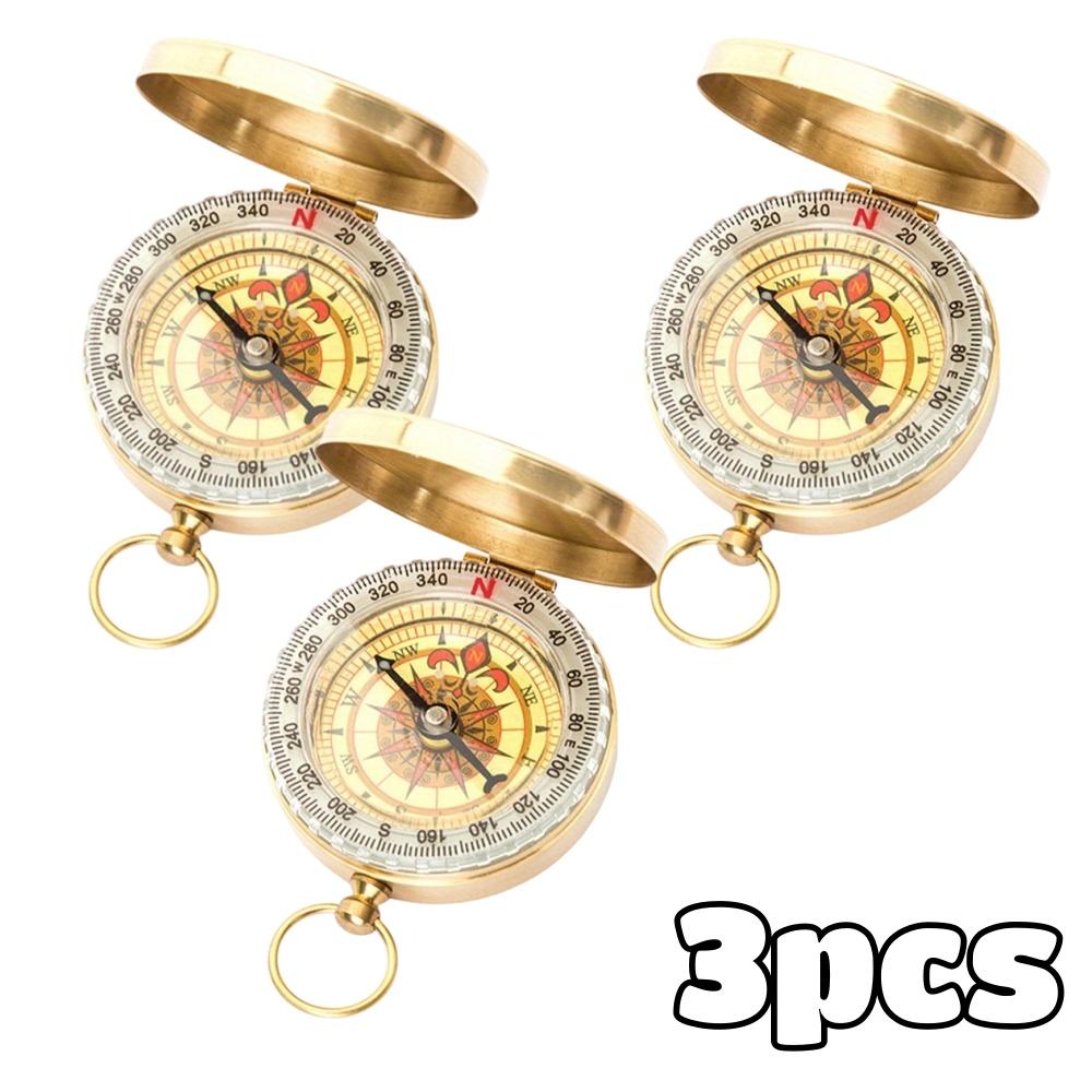 1/3pcs Copper Survival Compass with Luminous Feature Enhances Visibility for Camping Hiking Adventure Navigation Essential Tools