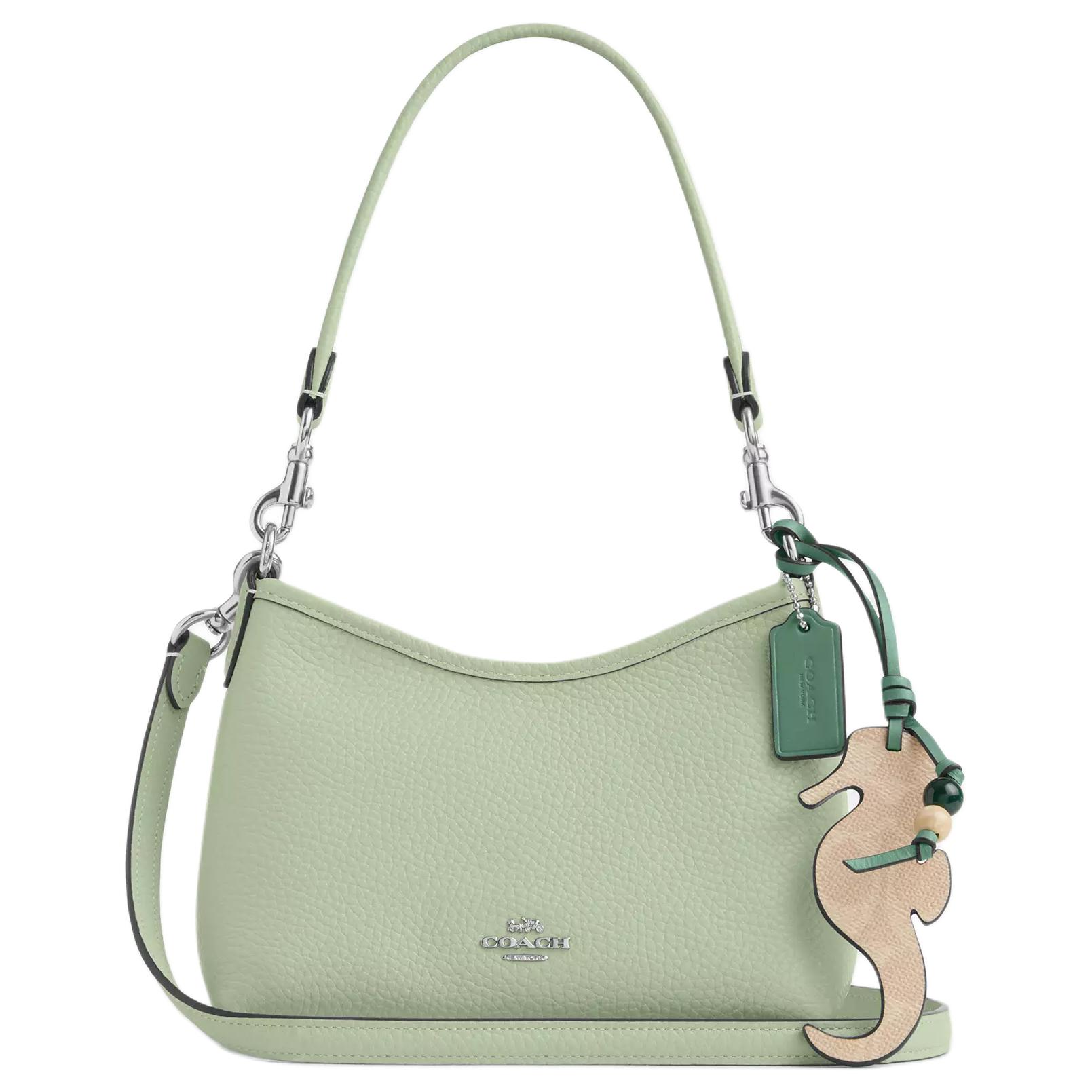 

Coach Laurel 19 Seahorse Pendant Silver Metal Logo Leather Shoulder Bag Small Women Shoulder Bag Light-Pistachio CBI04-SVY6O Basic Set (Bag+Dust Bag)
