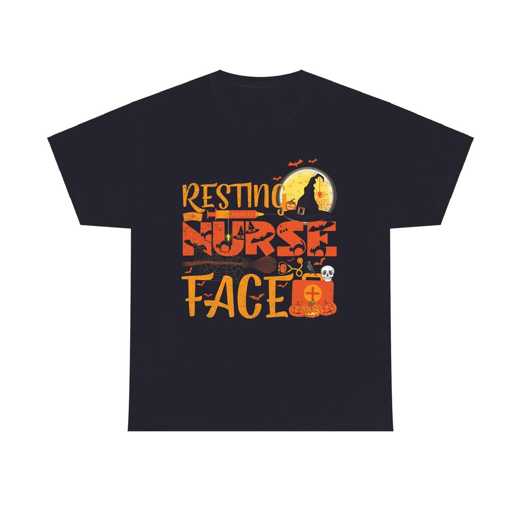 Resting Nurse Face Halloween 100% Cotton T-shirt Mens Womens Tees Top, Nurse 100% Cotton T-shirt Mens Womens Tees Top, Scary Unisex Tee Top