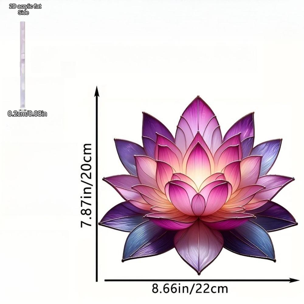 1 Stück Acryl 2D Lotus Sonnenfänger Fensteraufhängung Innen - 2D Flaches Acryl-Ornament, Vier Jahreszeiten Dekoration, Neuartiges Heimdekor, Perfekt Langlebig