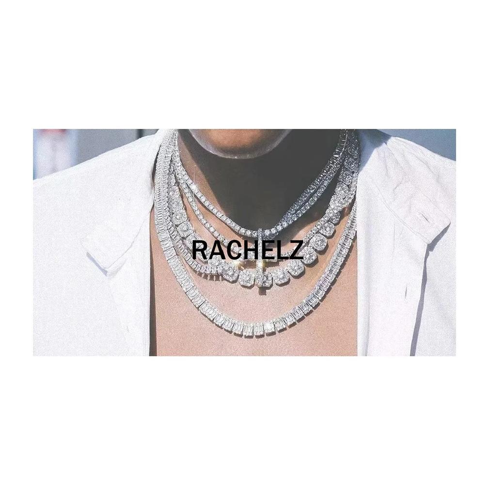 RACHELZ Fashion Glossy 8/8 Zircon Teeth Grillz Fangs Hip Hop CZ Stone Tooth Caps For Women Men Jewelry Halloween Gift
