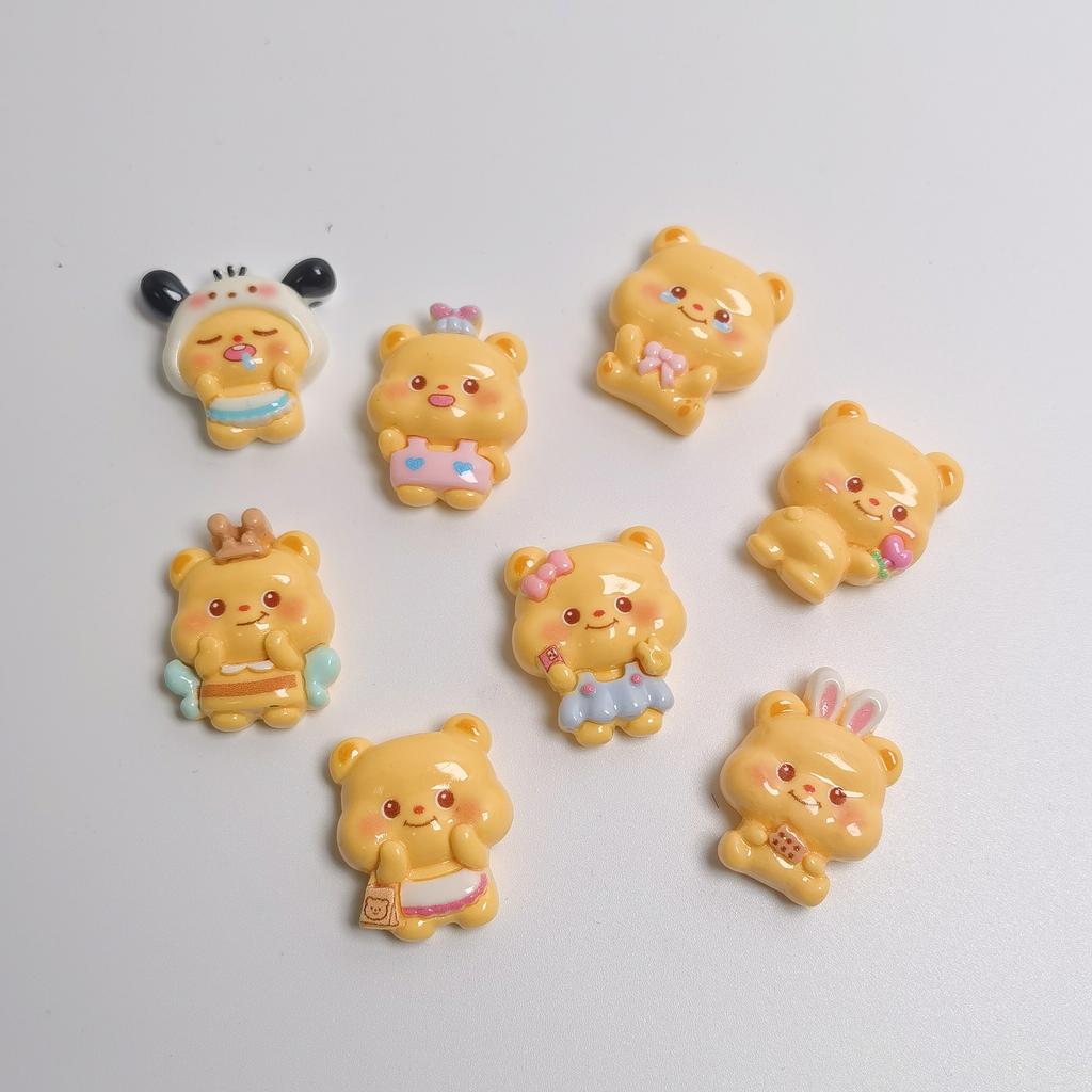 Cute Bear Flatback Resin Cabochon Cartoon Bear Charms for DIY Crafts Nail Art Scrapbooking Embellishments