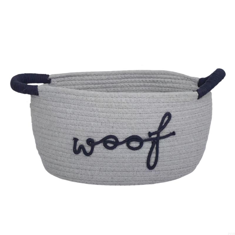 Hand Crafted Cotton Rope Dog Toy Storage Basket Featuring Animal Foot designs And Durable Handles For Home Use P9YB