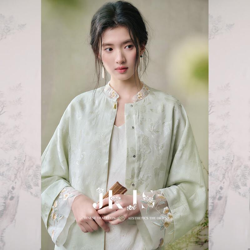 

JK&JS Топ с цветочным жаккардом и вышивкой в новом китайском стиле XL