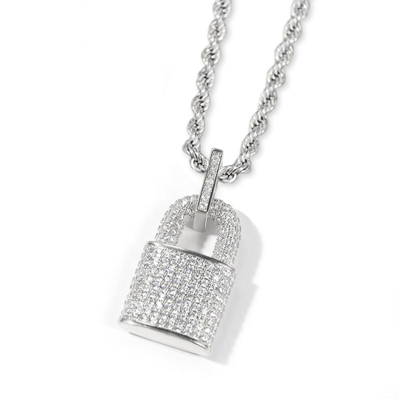 

Huitan Hyperbole Lock Shaped Pendant Necklace for Men Women Hip Hop Rock Girls Boys Neck Accessories Daily Wear Punk Hot 60cm