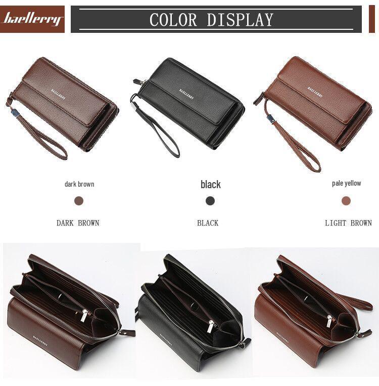 Men's Large Capacity Business Clutch Wallet with Zipper and Multi-Card Slots - High-End Trendy Handbag