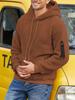 2025 Autumn/Winter European & American Men's Plush Lined Hooded Sweatshirt Jacket