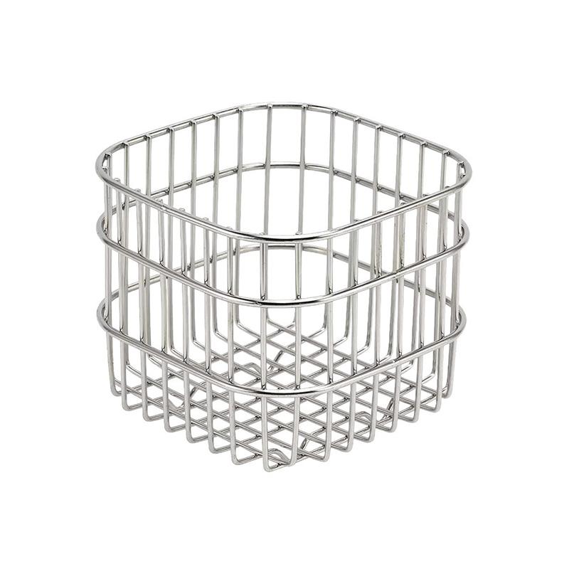 1pc Square Storage Basket Metal Mesh Storage Basket Desktop Simple Decorative Storage Box for Cosmetics Stationery Jewelry Clip