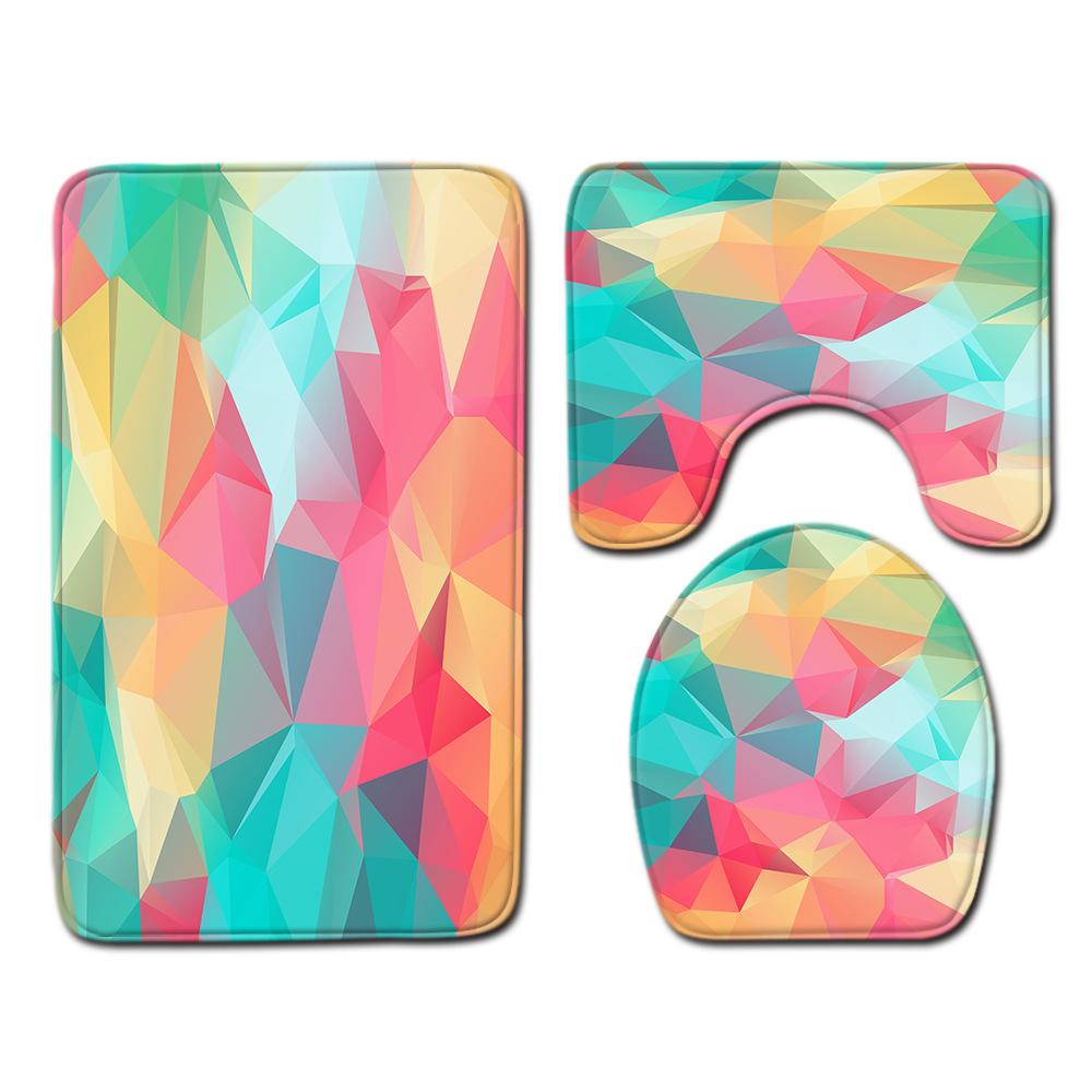 Fashion Painted Toilet Three-Piece Floor Mat Bathroom Door Mat Coffee Table Sand Carpet