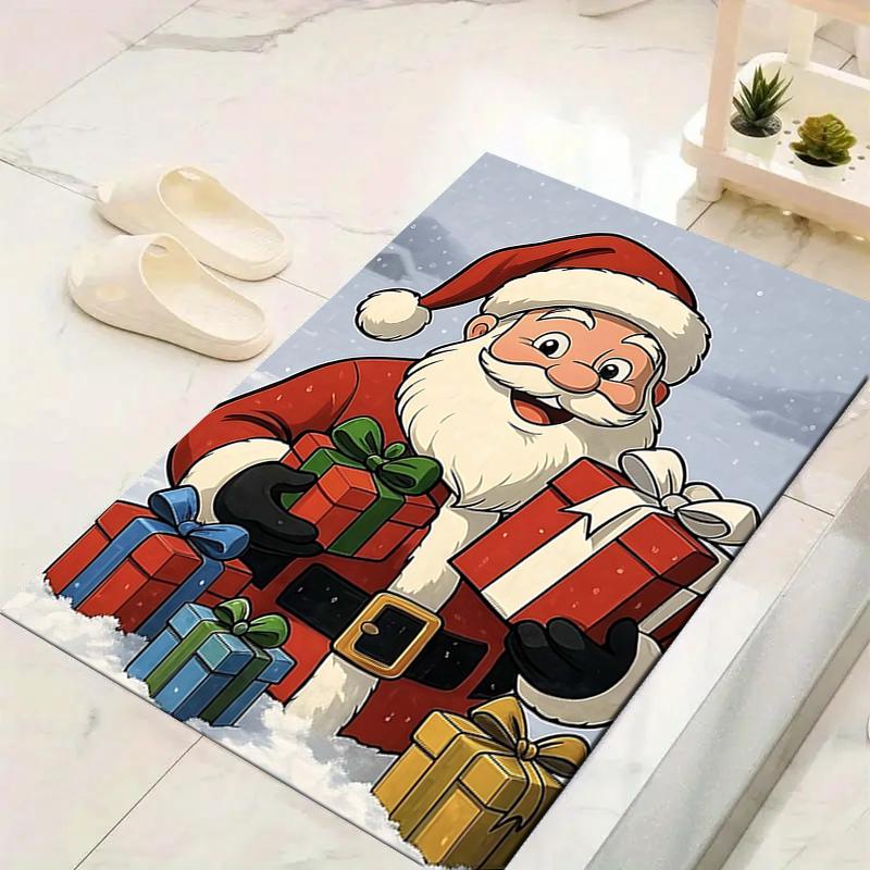 1Pc Christmas Candy Canes Rug Office Carpet Indoor Outdoor Doormat Nonslip Soft And Comfortable Living Room Christmas Halloween Gift D9186