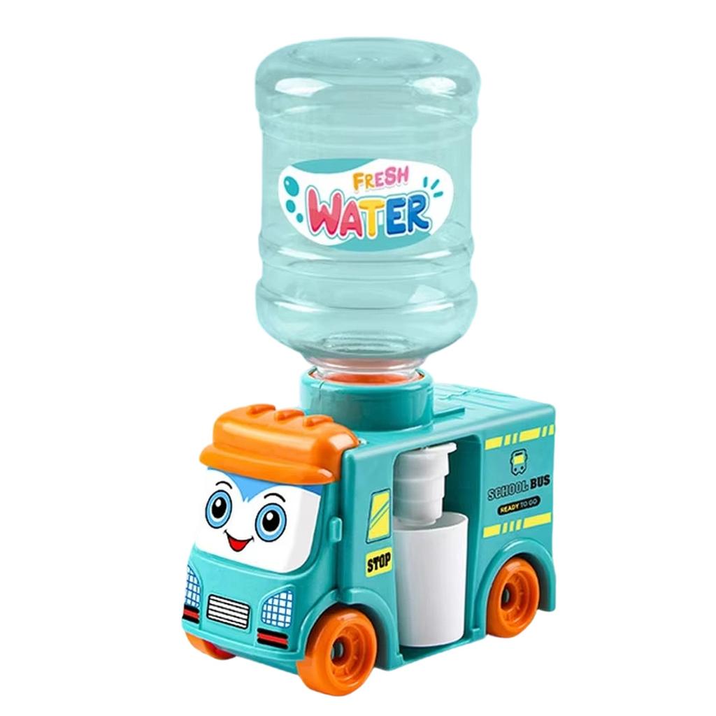 Kids Water Dispenser Bus Shaped Toy with Removable Bottle and Cup Cartoon Design for Home School Playroom Use