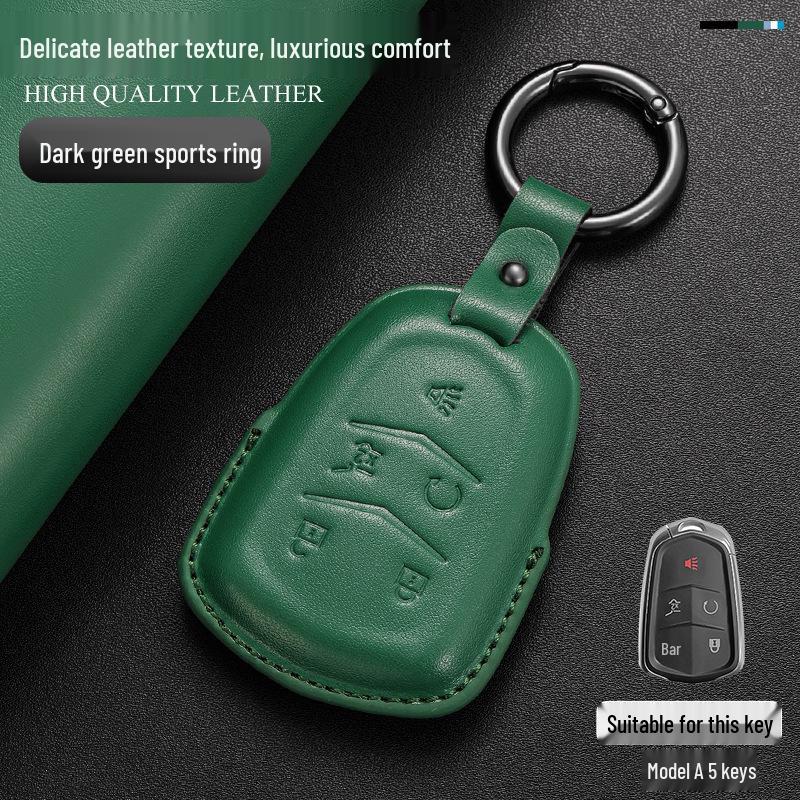 Genuine Leather Key Case for Cadillac: Compatible with CT6, XT5, XT4, XT6, CT4, CT5, XTS, GT4, and ATSL Models.