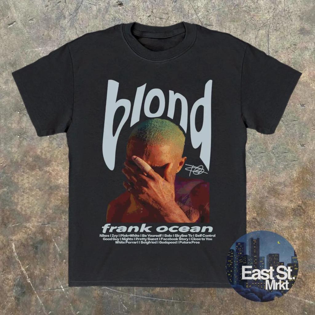 Frank Ocean Blond Album T Shirt Unisex WOMEN Vintage Tracklist Print Tee Casual Short Sleeve Unisex Streetwear Cotton Tops