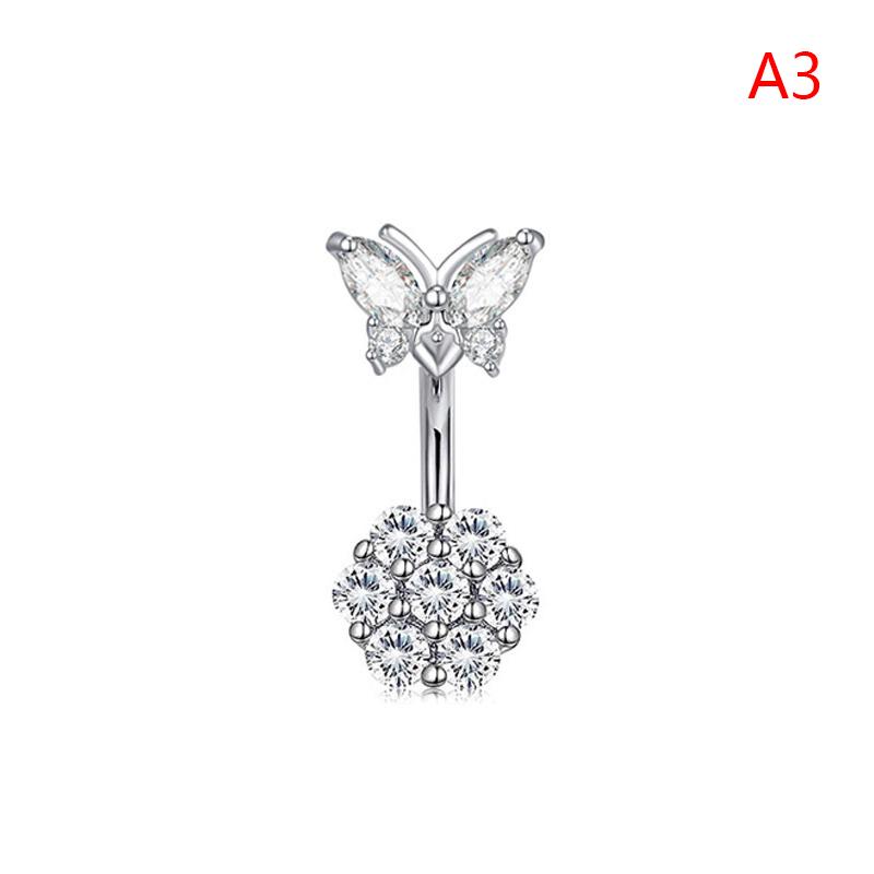 Butterfly Bee Belly Button Ring Stainless Steel Crystal Zircon Flower Navel Ring For Women Sexy Body Piercing Jewelry