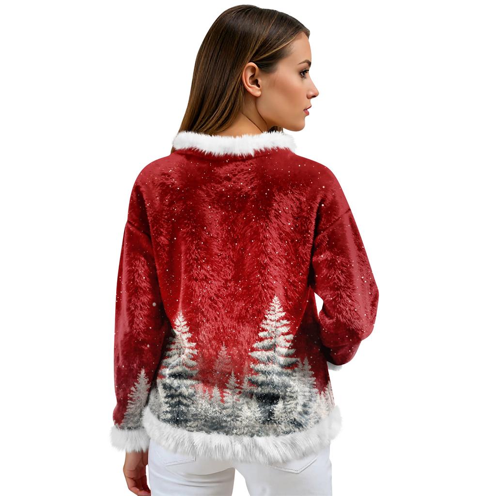 Women's Casual Fleece Sweatshirt  Long-Sleeve Round  Neck Casual Comfortable Loose-Fit Lightweight Women's Flannel Sweatshirt