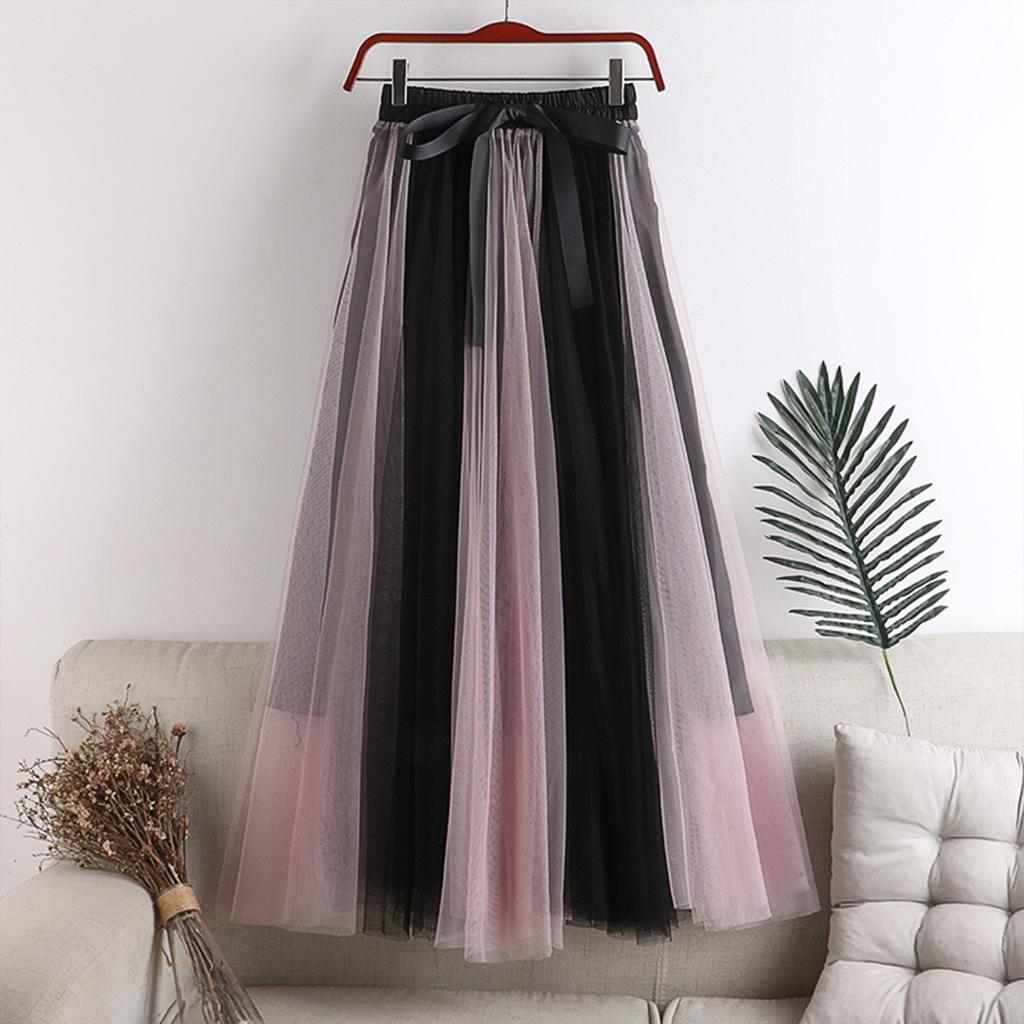 Women's Fashion Solid Color Half Skirt Party Ballet Puff Skirt Mesh Skirt