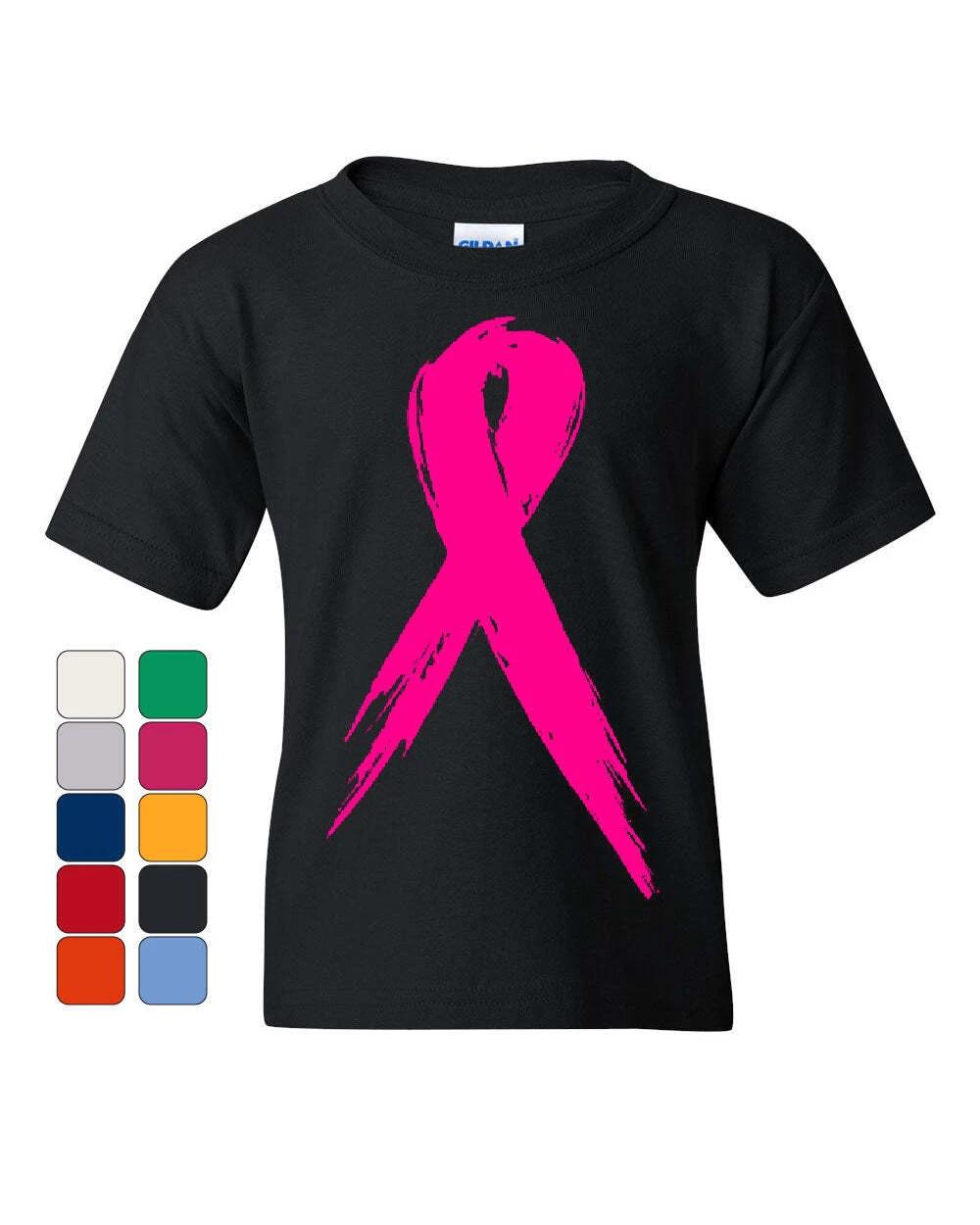 Pink Ribbon Breast Cancer Awareness Youth kids boys T-Shirt Hope Fight Survivor Kids Tee 140