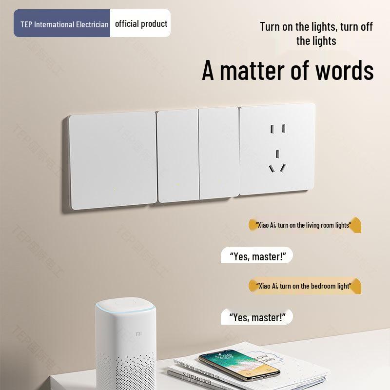 Mijia APP Smart Switch Control Panel with Mesh 2.0: Enables Whole-house Voice-controlled Lighting, Compatible with Single/zero Fire Setups.