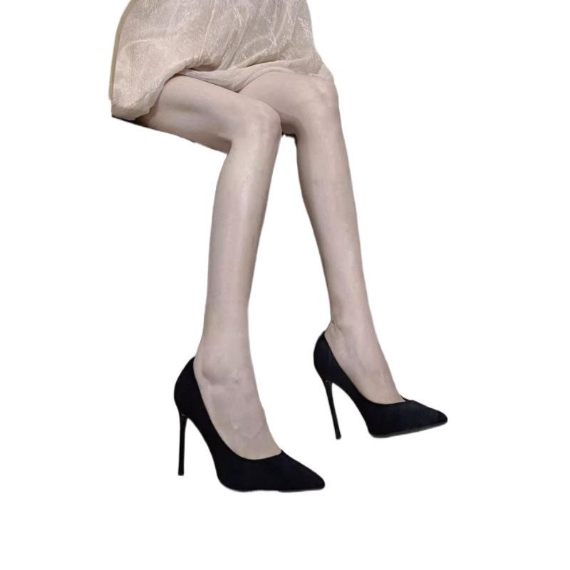 Internet Celebrity High Heels Female Pointed 2025 New Shoes Female Thin Heel Versatile Etiquette Shoes Black French Single Shoes Shallow Mouth