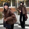 Down and Padded Jacket for Winter 2025 New Loose Short Hooded Solid Color Korean Casual Fashion Thickened Jacket