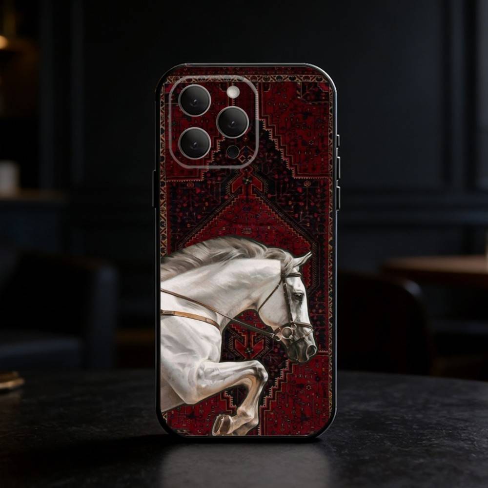 The horse Phone Case For iPhone 17,16,15,14,13,12,11 Plus,Pro Max,SE4Soft Silicone Black Cover