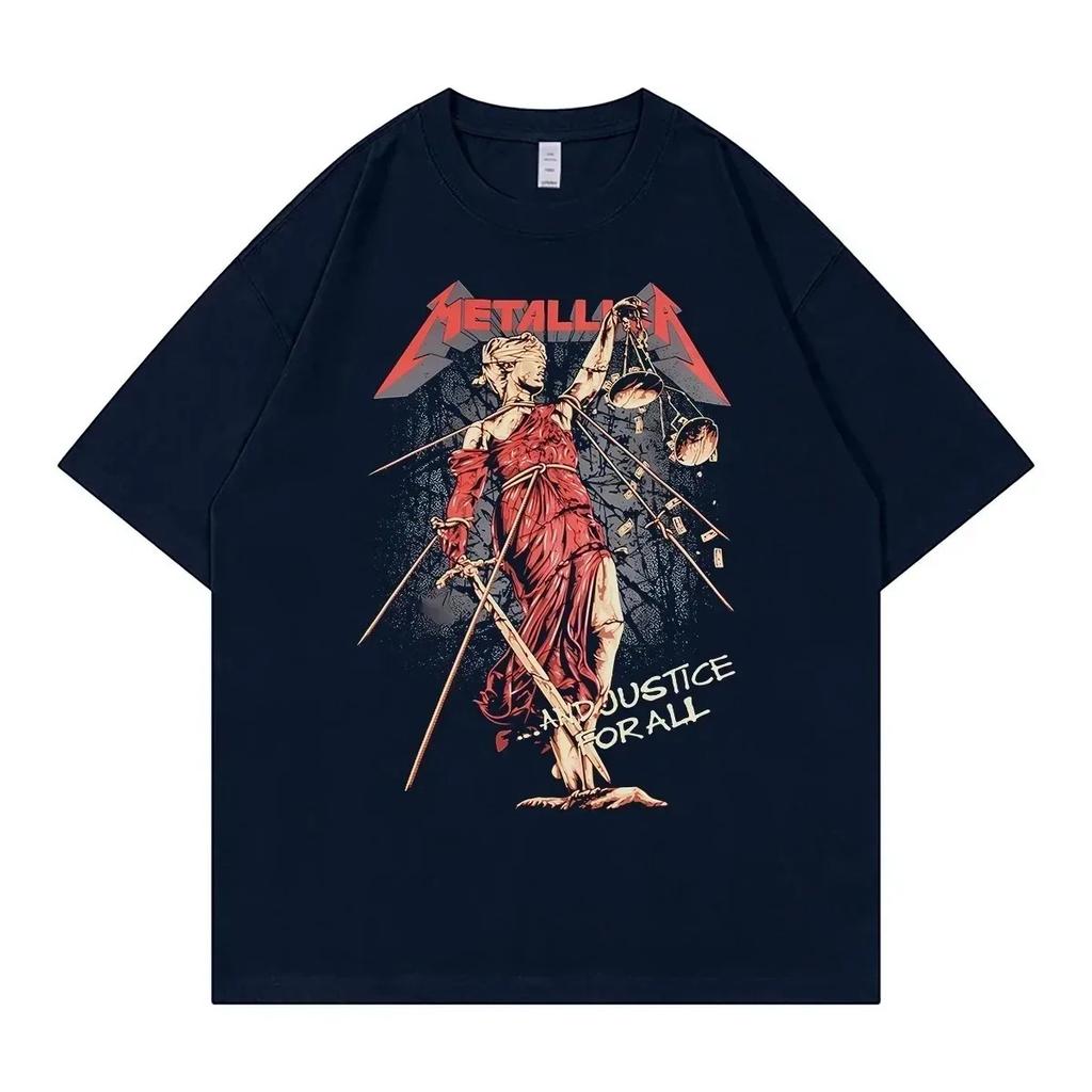Metallica "...And Justice for All" Lady Justice Graphic T-Shirt, Unisex Thrash Metal Fan Streetwear Tee, 100% Cotton Casual Short Sleeve Top