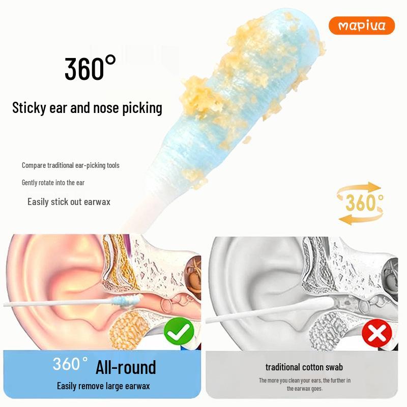 Pulitore Auricolare per Bambini Cotone Stick a Doppia Estremità - Rimuovi Cerume Confezionato Singolarmente