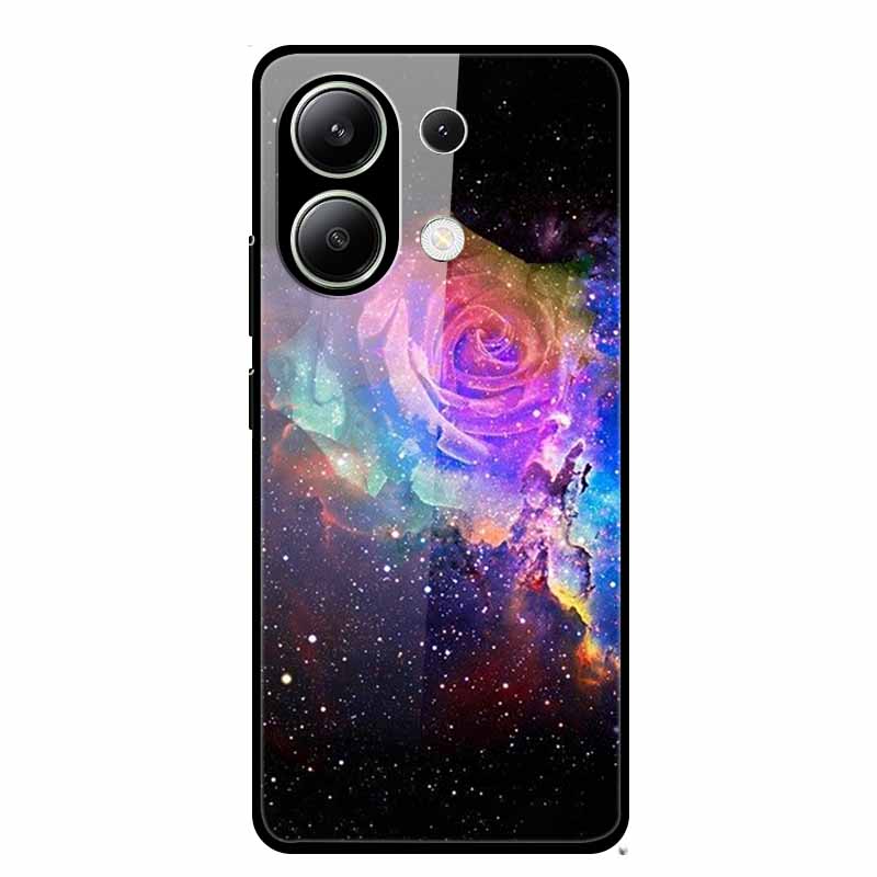 Glass Back Cover For Xiaomi Redmi Note 13 Case Note13 Pro Coque Hard Tempered Glass Case For Redmi Note 13 Pro Case Soft Bumper