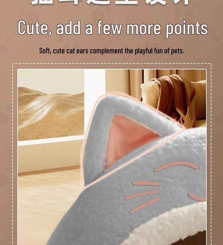 Winter Warm Half-Closed Cat Bed - All-Season, Dirt-Resistant, Secure, and Non-Collapsing.