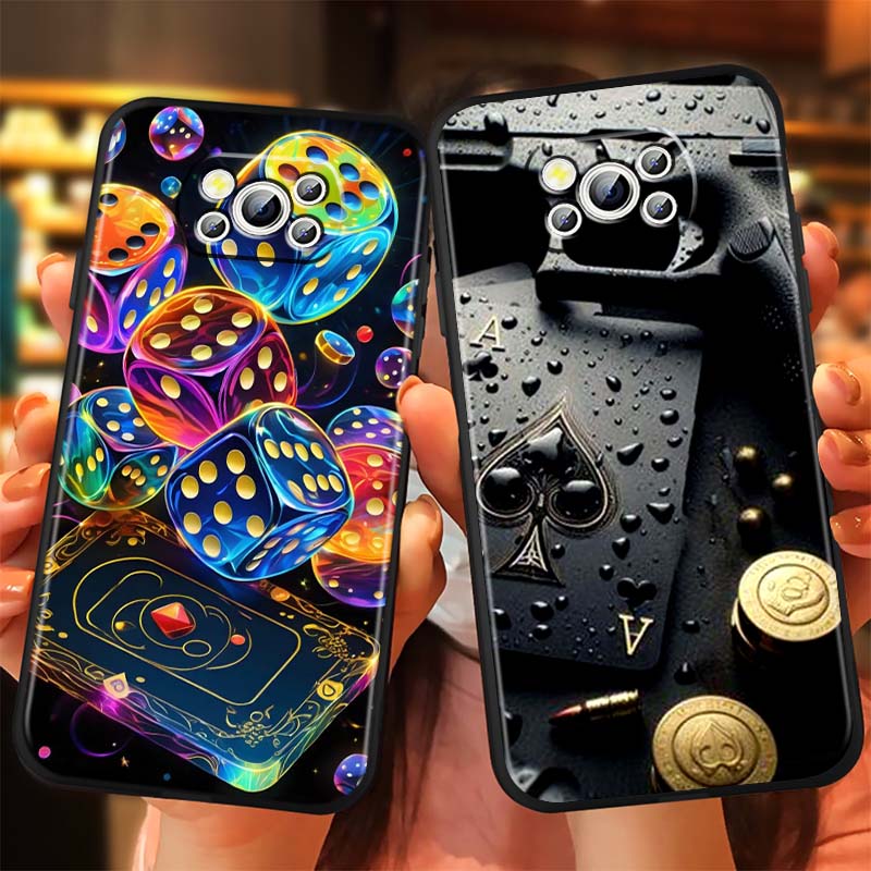 Creative poker card patterns For Xiaomi Mi Poco F3 F4 F5 F6 X3 X4 X5 X6 X7 M3 M4 M5 M6 M7 GT Pro 5G Black Phone Case