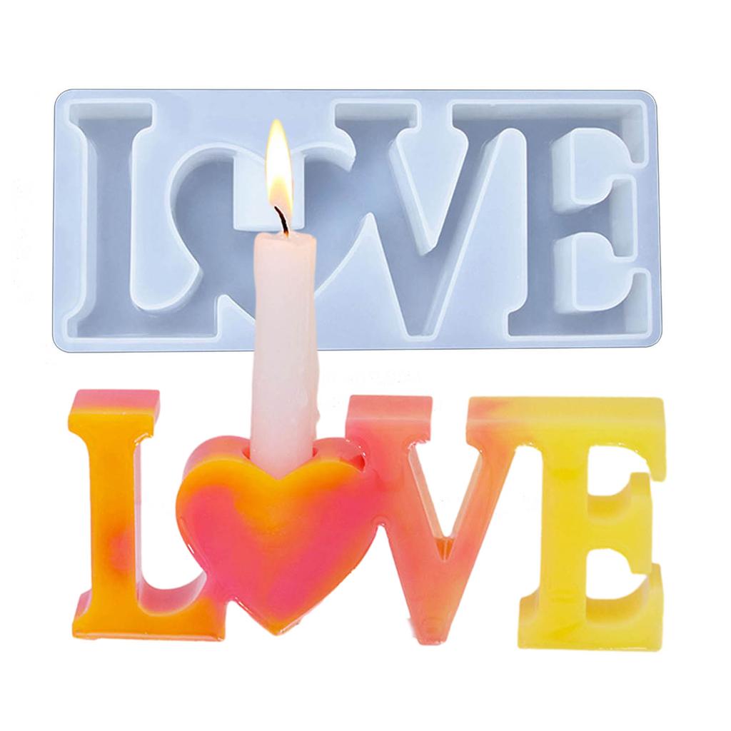 English Letter Candlestick Silicone Mold Candle Holder Molds Table Ornament Plaster Making Supplies Nonstick Resin Mold