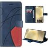Case for Samsung Galaxy S24 - BRAND - Navy Blue Leather Effect - Anti-Scratch Protection - Flap