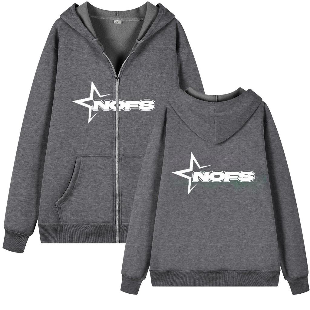 Fashion, trendy brand letter print loose fleece zipper sweater Y2K hip-hop streetwear men's and women's jumper
