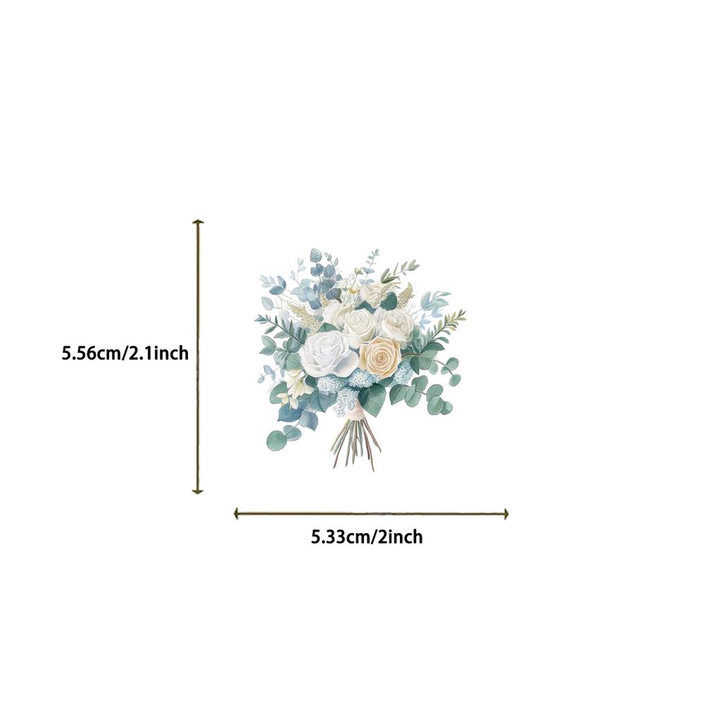 50PCS Transparent PET Flower Lea f& FLower Gift Sticker Pack Stickers Phone Case Water Cup Guitar Tablet Luggage Stickers