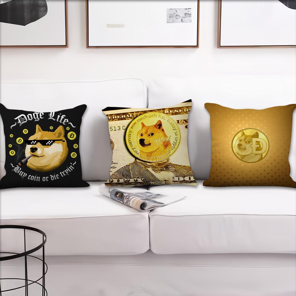 Funny Dogecoin Fashion dog cushion cover Pillow Cover Decoration Room Home Sofa living Office Car Nordic Simplicity
