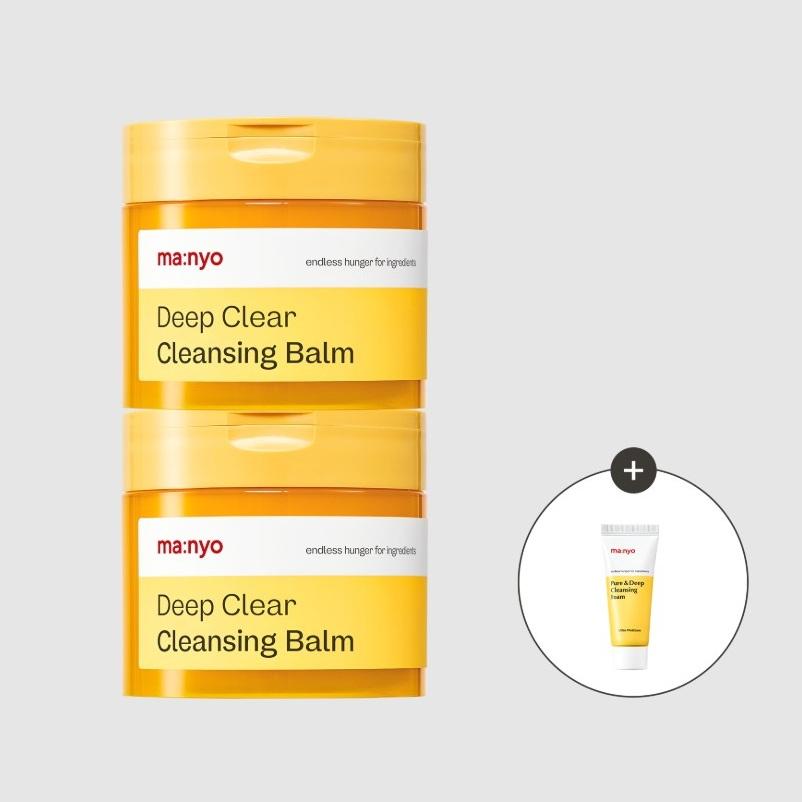 Manyo Deep Clear Cleansing Balm Double Set Makeup Remover Vegan Cleansing Balm 132mL x 2 + Pure Foam 20mL