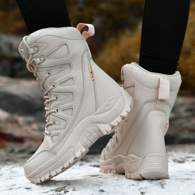 Large size outdoor velvet travel snow boots thickened warm hiking winter couple high-top cotton shoes