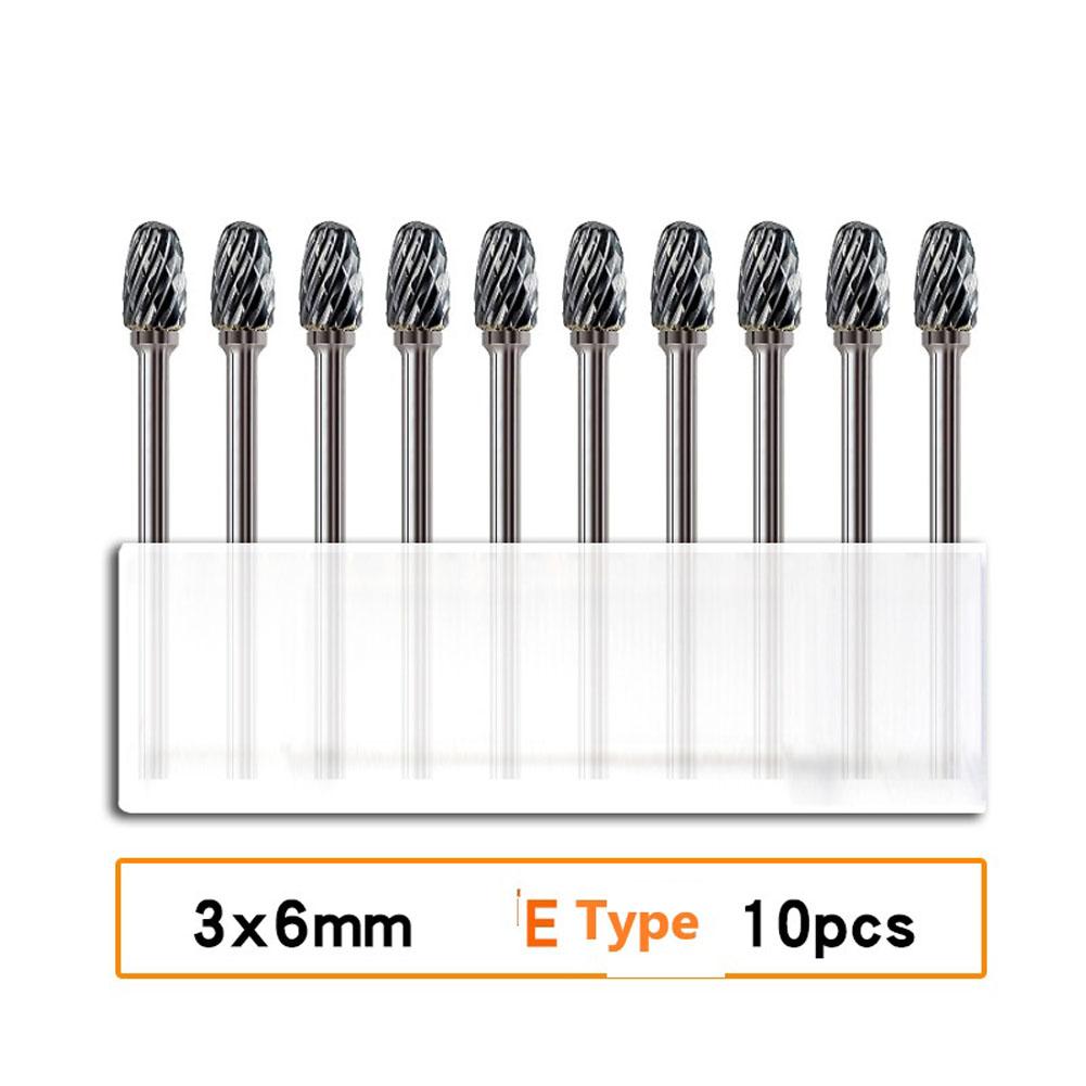 10PCS 3x6mm  Carbide Burrs Rotary Drill Grinder Carving Bit Double Cut Hand Tools Power Tool Accessories Household Supplies