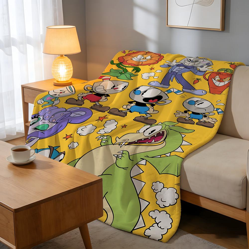Throw High-Density Short Plush Blanket For Sofa Nap Air-Conditioned Room Soft Skin-Friendly Classic Cute Game C-Cuphead