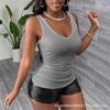 Women Solid Color V Neck Sleeveless Casual I Shaped Cami Tank Top