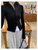 2025 Women's Elegant Stand Collar Double Zipper Slimming Cardigan Jacket