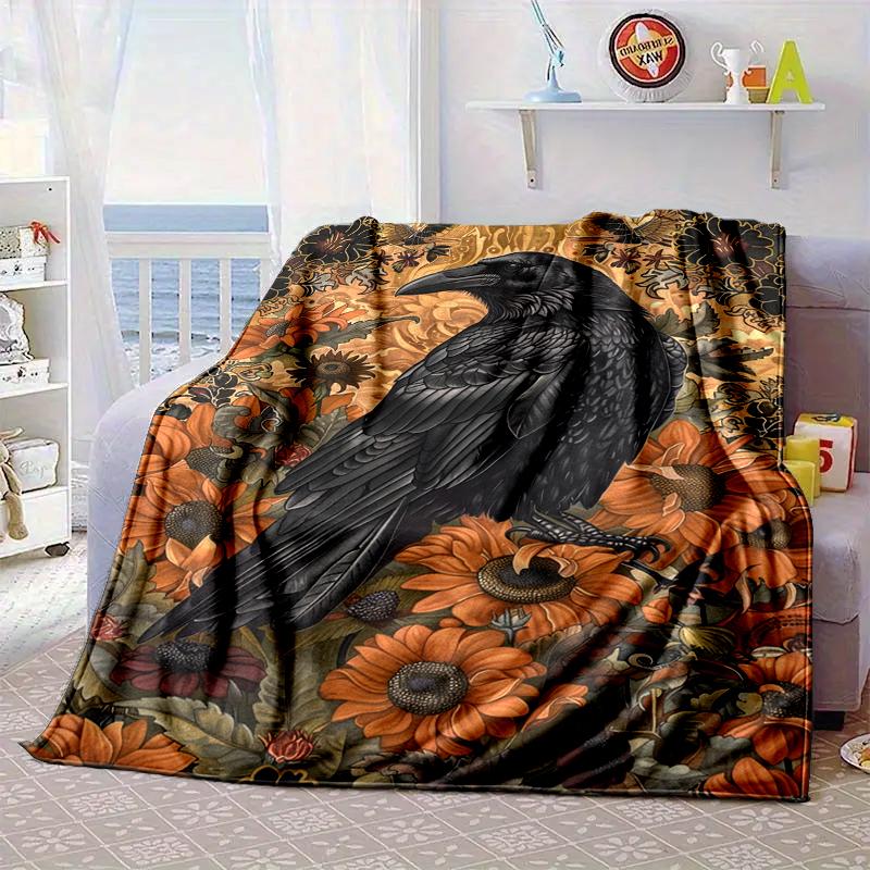 Eerie Raven Skull Artwork Blanket Flannel Blanket Throw Blanket Sofa Cover Blanket Soft Premium Blanket Picnic Blanket Tv Blanket Gifts