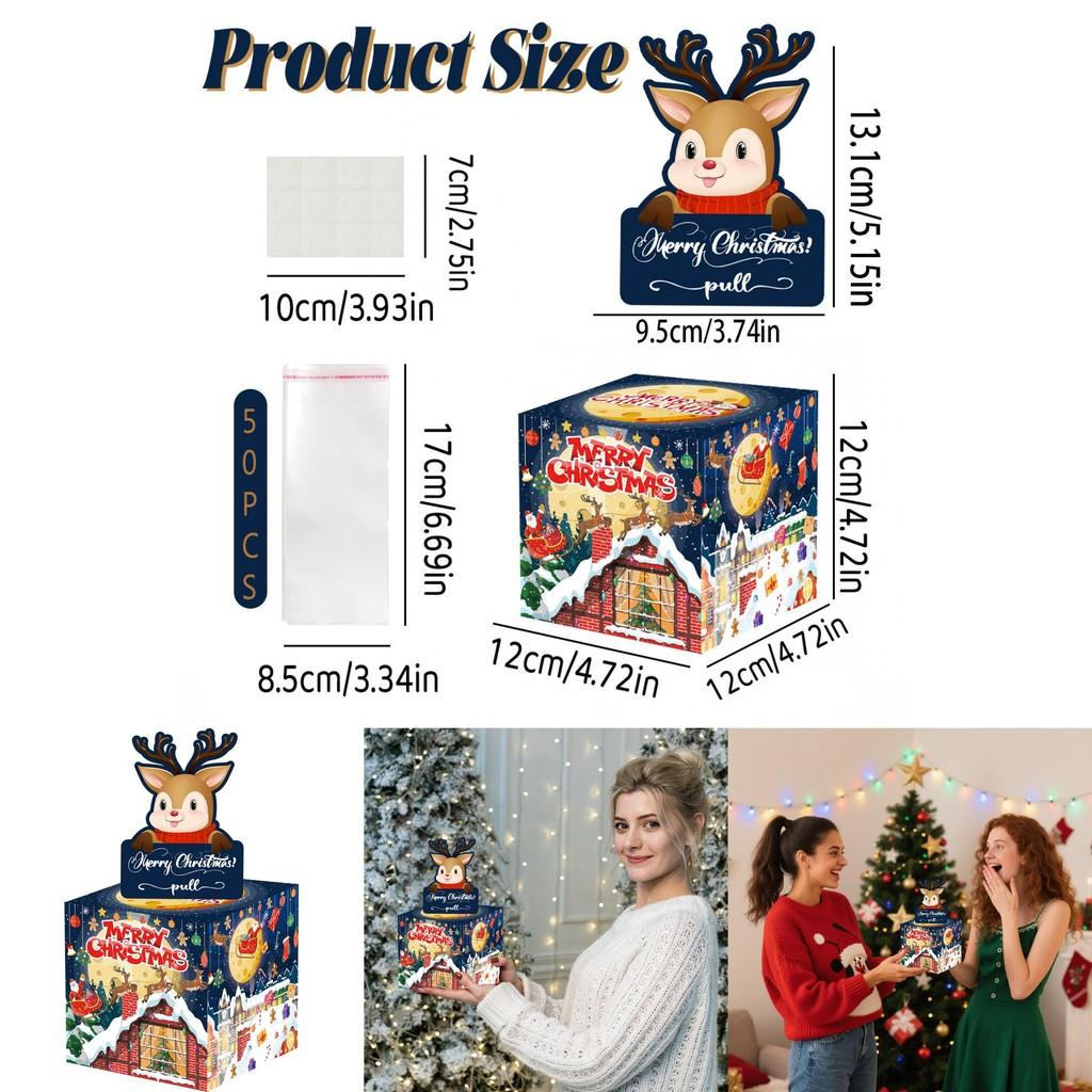 Christmas Santa Claus Gift Box With Deep Blue Color For Holiday Party Decor