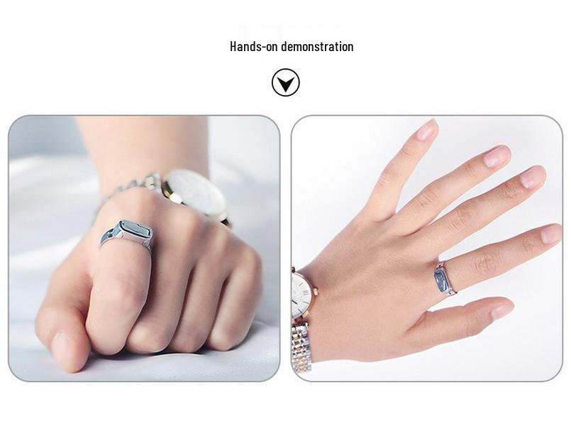 Adjustable Silver Titanium Steel Geometric Hidden Blade Self-Defense Ring