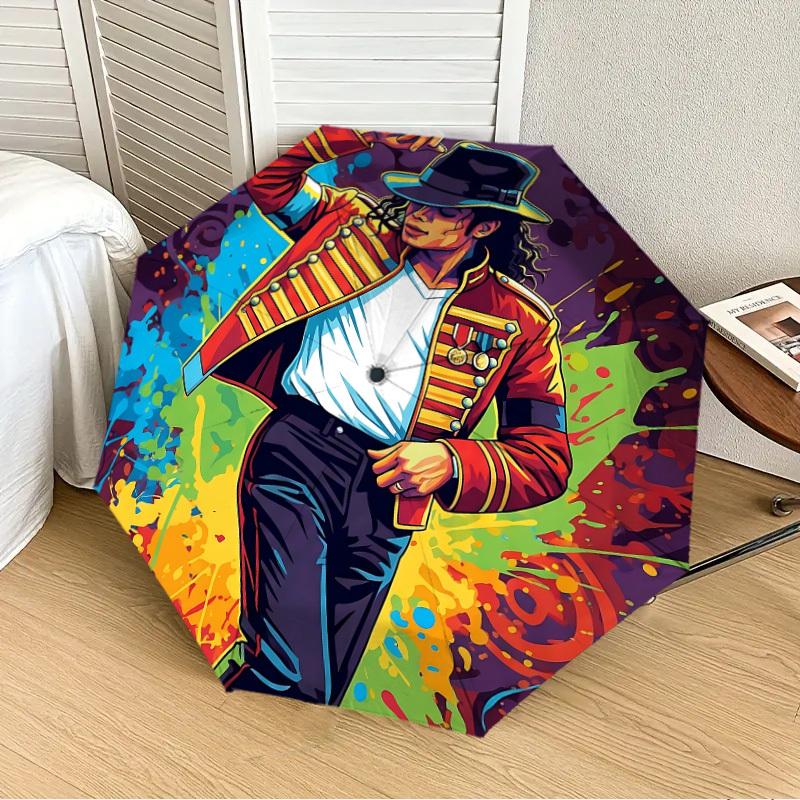1 Stück Michael Joseph Jackson Automatischer Faltregenschirm, Tragbares faltbares Design, Lässiges Outdoor-Accessoire L1127037