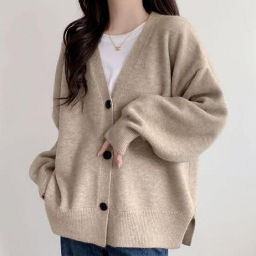 Navava Women Simple Basic Long Sleeve Knit Cardigan Nk3228