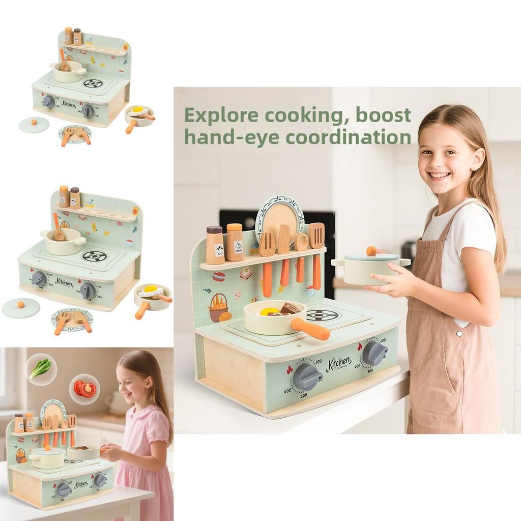 Wooden Mini Simulation Kitchen Utensil Set Children Toys For Imaginative Role Play