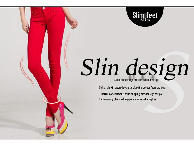 Candy-Colored Women's Mid-Waist Skinny Jeans: Sexy, Stretchy, Versatile Denim Pants In Solid White