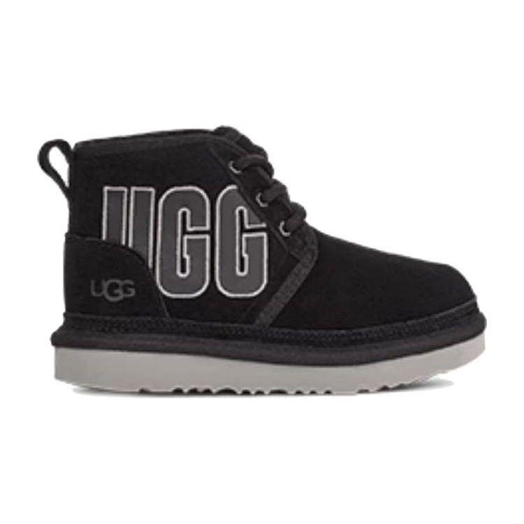 UGG Kids Neumel Graphic Outline Black Grey Suede 1130787K-BGSD