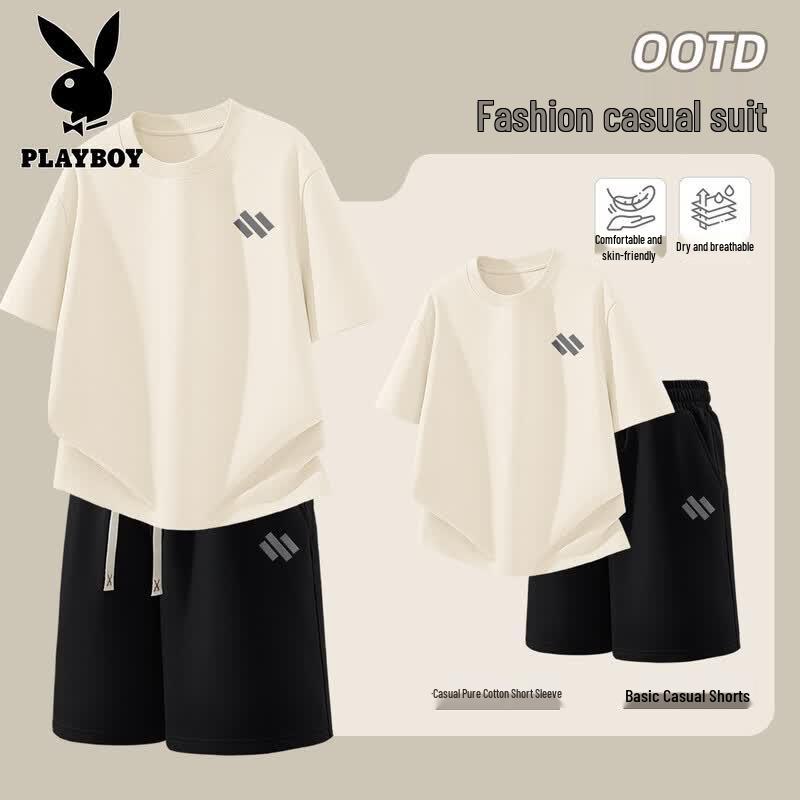 PLAYBOY Мужской модный спортивный комплект с коротким рукавом 2026 XL